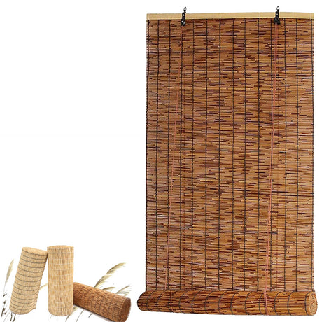 Bamboo Shade Bamboo Blinds Outdoor for Patio, Bamboo Blind Bamboo Roll Up Blinds, Reed Shades Outdoor Blinds, Bamboo Roll Up Shades for Porch/Garden/Sunroom Privacy 35x48inches（W×H） Brown WEZINK