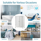 Tangkula Bathroom Floor Cabinet, Freestanding Storage Cabinet with Double Doors and Shelf, Modern Home Furniture, Wooden Home Organizer for Living Room, Bathroom Cabinet, White Tangkula