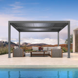 PURPLE LEAF Louvered Pergola 10' x 13' Outdoor Full Aluminum Pergola with Adjustable Rainproof Roof Modern Retractable Patio Hardtop Gazebo for Deck Backyard Garden Slate Grey PURPLE LEAF