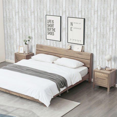 Abyssaly Peel and Stick Wallpaper 17.7" X 118" White Gray Wood Shiplap Contact Paper Self-Adhesive Removable Decorative Wall Covering Vintage Wood Plank Film for Home Decoration Abyssaly