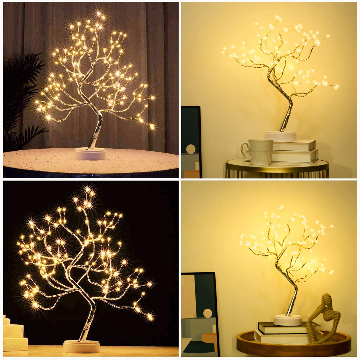PXBNIUYA 108 LED Sparkly Fairy Tree Lamp, Warm White, Remote Control, USB/Battery, 8 Modes, DIY Bonsai Decor, Festival Decoration Light PXBNIUYA
