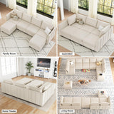 Belffin Oversized Modular Sectional Sofa U Shaped Couch with Storage Ottoman Velvet Sectional Couch for Living Room, Beige Belffin