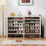 Mericonia Farmhouse Shoe Cabinet with Doors, Modern Large 5-Tier Shoe Storage Cabinet with Adjustable Shelves, Wooden Shoe Organizer for Entryway, Hallway, Closet, Bedroom, Living Room, White Mericonia