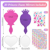 Geetery 20 Pcs Unbreakable Kids Mirror DIY Decorate Your Own Princess Mirror Mermaid Princess Foam Small Crafts for Princess Party Decorations(Purple, Pink) Geetery