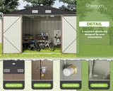 Greesum Metal Outdoor Storage Shed 10FT x 10FT, Steel Utility Tool Shed Storage House with Door & Lock, Metal Sheds Outdoor Storage for Backyard Garden Patio Lawn (10' x 10'), Brown Greesum