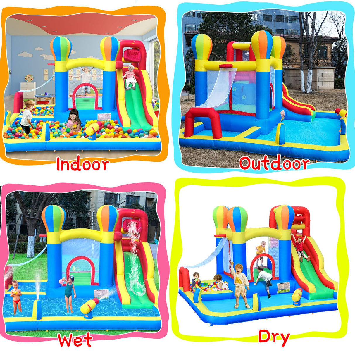 Baralir Inflatable Bounce House with Water Slide – Backyard Inflatable Water Park with 4 Sprinklers, 2 Splash Pools, Fits 5 Kids, Perfect for Summer Fun & Cooling Down Baralir