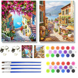 VIGEGU 2 Pack Cityscape Paint by Numbers Kit for Adults with Framed, Landscape Paint by Number DIY Adult Paint by Number Kits for Wall Decor 10x12in VIGEGU