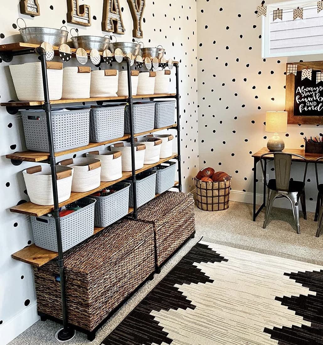 (14“Deep,3pcs)Industrial Retro Wall Mount Iron Pipe Shelf,DIY Open Bookshelf,Hung Bracket,Home Improvement Kitchen Shelves,Tool Utility Shelves, Office Shelves, Bookshelves and bookcases FOF FRIEND OF FAMILY