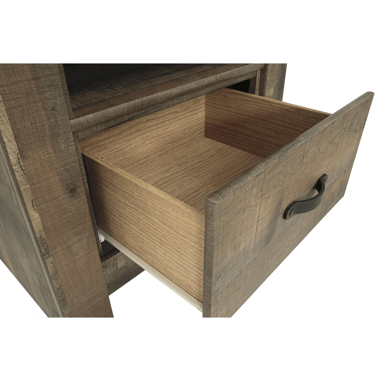 Signature Design by Ashley Trinell Rustic 1 Drawer Nightstand with USB Charing Stations, Warm Brown Signature Design by Ashley