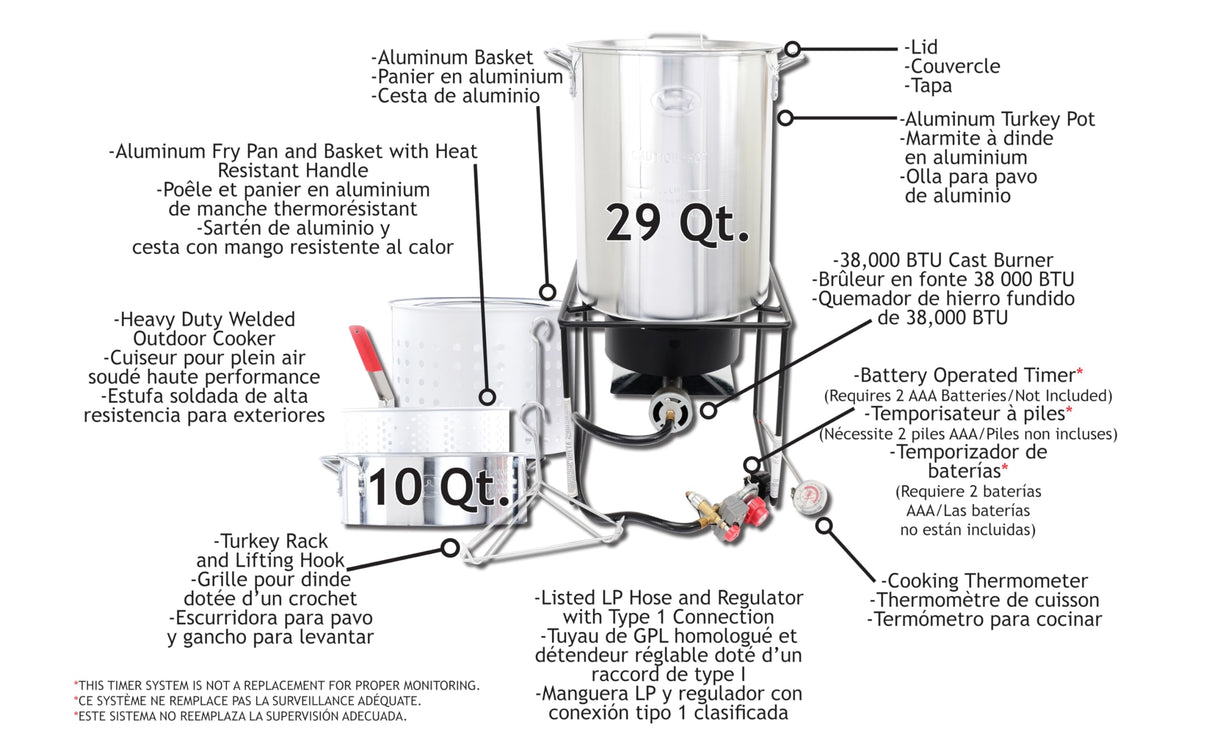 King Kooker Propane Outdoor Fry Boil Package with 2 Pots, silver, one size (12RTFBF3) King Kooker