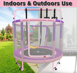 LANGXUN 60" Trampoline for Kids, 5ft Toddler Mini 6-in-1 Trampoline Indoor Outdoor with Swing, Basketball Hoop, Dart Board, Gymnastics Bar, Rings, Christmas Toys Birthday Gifts for Girls Boys Age 1-8 LANGXUN