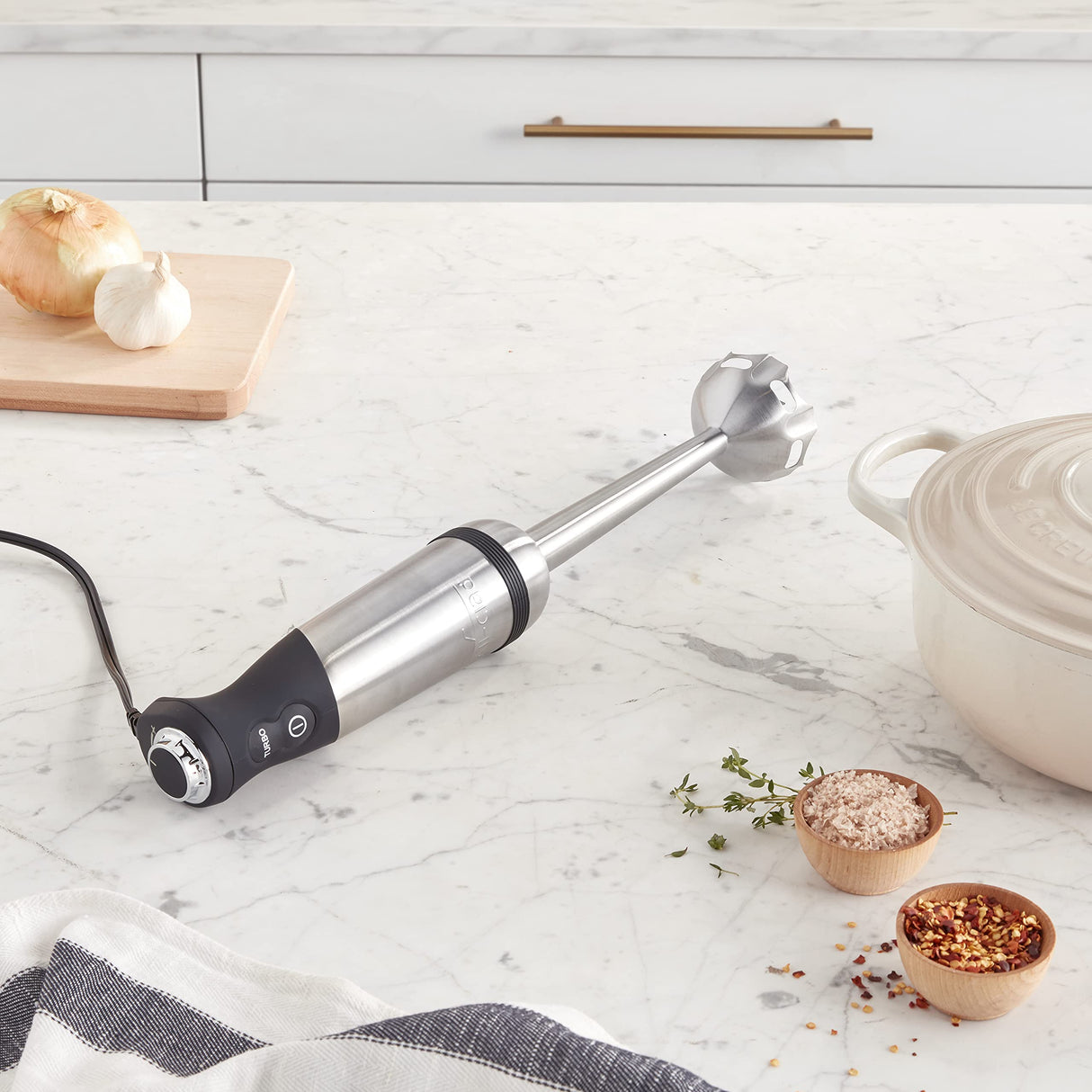 All-Clad Electrics Stainless Steel Immersion Blender 2 Piece Turbo Function 600 Watts Detachable, Variable Speed Control, Hand Blander, 9-1/4-inch All-Clad