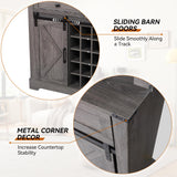 ARTPOWER Wine Bar Cabinet with Sliding Barn Door, 72" Hutch Cabinet with Wine&Glasses Rack, Tall Farmhouse Kitchen Pantry Buffet with Drawers for Dining Room, Gray ARTPOWER