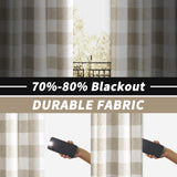 DriftAway Buffalo Plaid Check Curtains Woven Plaid Pattern Lined Blackout Thermal Insulated Window Curtain Grommet 2 Layers 2 Panels 52 Inch by 63 Inch Taupe DriftAway