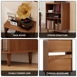 ELECWISH Record Player Stand with Vinyl Storage, Flip Top Media Cabinet, Audio-Video Stereo Cabinet，Mid-Century Turntable Table with Open Storage for Living Room, Bedroom, Walnut ELECWISH