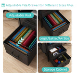 Lufeiya Gaming Desks with Led Lights and Power Outlets, 55 Inch Computer Desk with File Drawers Cabinet, Home Office Desk with Shelves Monitor Stand, Black Lufeiya