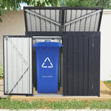 JT Metal Garbage Bin Shed, 65" x 54" x 60" Outdoor Storage Shed with Lockable Door, Waterproof Galvanized Trash Can for Garden Patio, Backyard, Lawn, Black JT