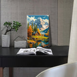 HeeBenor Framed Paint by Numbers Kit for Adults, Mountain Paint by Number with Easel, DIY Acrylic Landscape Oil Painting Kit, Adult Paint by Number Kits Framed Canvas for Home Decor 8x12 Inch HeeBenor