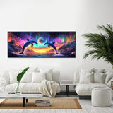 Zariocy 5D Large Diamond Art Kits for Adults Aurora Dolphins, Diamond Painting Art Scenery Round Full Drill Crystal Diamond Embroidery Paintings Arts Craft for Home Office Wall Decor 31.5x11.81 inch Zariocy