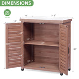 Potting Bench with Storage Cabinet and Metal Table Top for Outdoor Patio, Garden Furniture Wood Workstation (Dark Brown, 31x17x36) Mederla