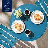 Best Choice Products 3-Piece Bistro Set, Space Saving Folding Design, Solid Steel, Outdoor Patio Furniture Set w/ 2 Chairs, Bistro Table - Peacock Blue Best Choice Products