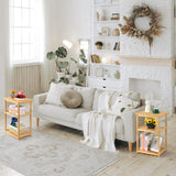 smusei Side Table Set of 2 End Tables Living Room for Small Spaces Farmhouse Bedside Table for Bedroom Guest Room Office, Bamboo smusei