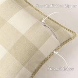 decorUhome Christmas Buffalo Plaid Check Throw Pillow Covers 18x18 Set of 2, Outdoor Linen Decorative Farmhouse Gingham Pillow Covers with Stitched Edge for Bed Couch Sofa, Cream White and Beige decorUhome