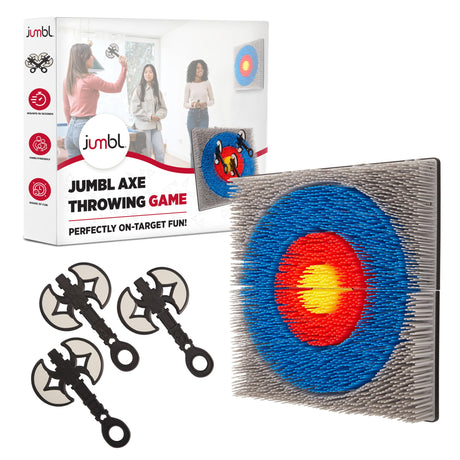 Jumbl Wall-Mounted Axe Throwing Game Set – Bristle Target with Foam Axes for Bars, Basements, and Playrooms | Indoor Safe Play for Adults & Kids, Fun Wall Decor for Boys Rooms & Game Rooms Jumbl