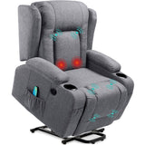 Best Choice Products Modern Linen Electric Power Lift Chair, Recliner Massage Chair, Adjustable Furniture for Back, Legs w/ 3 Positions, USB Port, Heat, Cupholders, Easy-to-Reach Button - Gray Best Choice Products