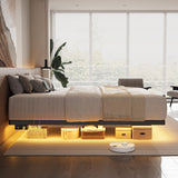 ONBRILL Queen Size Floating Bed Frame with Smart LED Lights and USB Charging Station, Heavy Duty Metal Construction ONBRILL