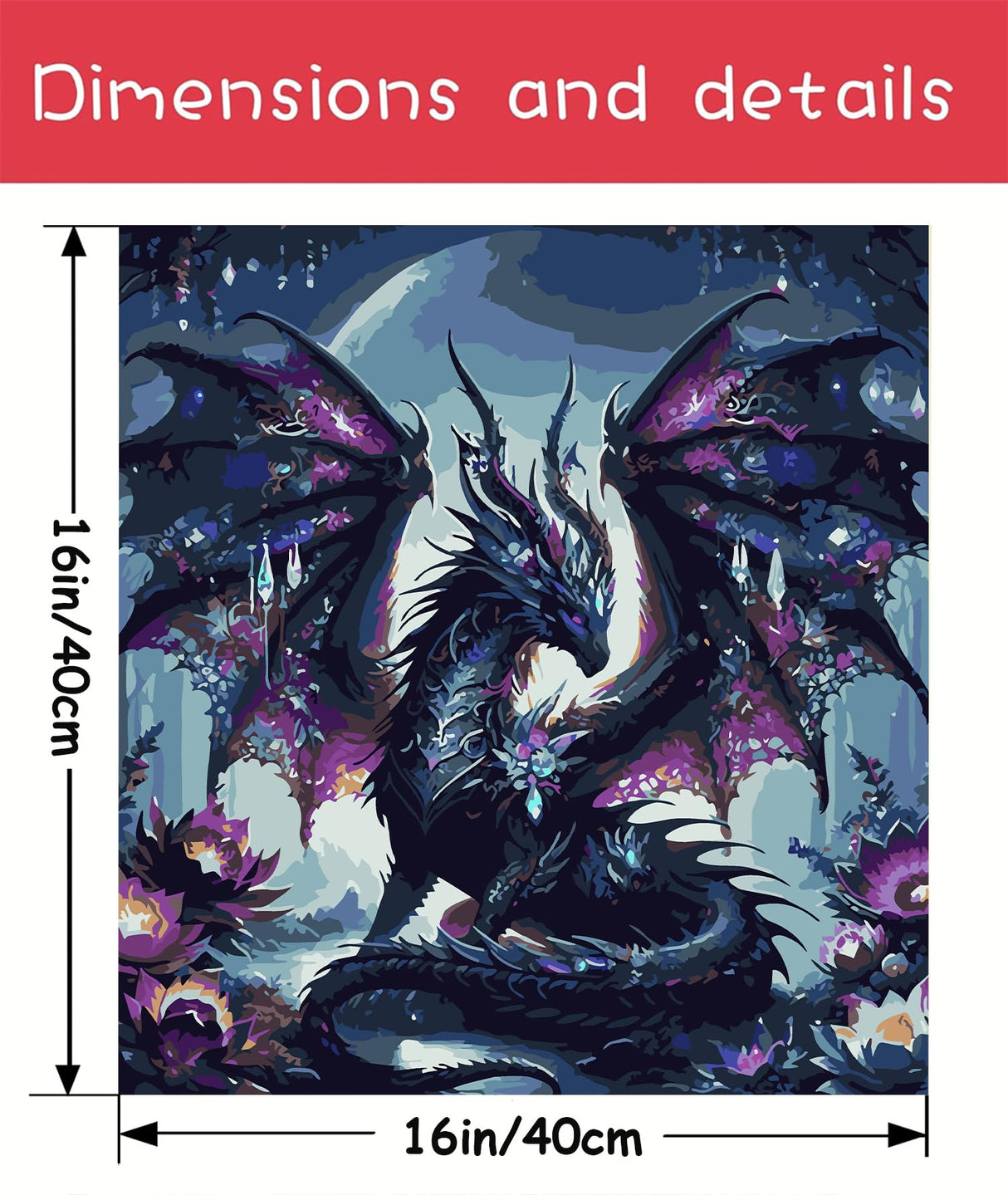 AREOPNMG Paint by Numbers Kit for Adults Beginner DIY Dragon Painting by Numbers Kits,with 3 Brushes and Acrylic Paint(Without Frame), Home Wall Decor 16 x 16 in AREOPNMG