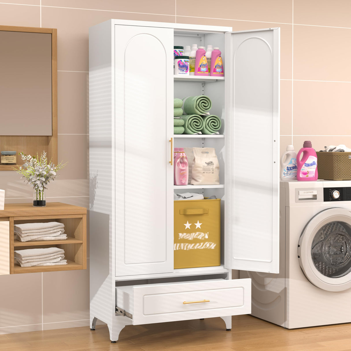 TIMELESS PIECES 75” Kitchen Pantry Storage Cabinet,Tall Storage Cabinet with Drawers and Adjustable Shelves,Modern Kitchen Hutch Cabinet,Freestanding Cupboard for Dining Room TIMELESS PIECES