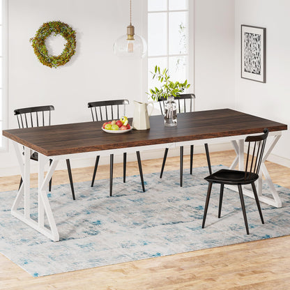 Tribesigns Farmhouse Dining Table for 6-8 People, 78.7-Inch Rectangular Wood Dining Table, Rustic Kitchen Table with Heavy Duty Metal Legs for Dining Room - WoodArtSupply