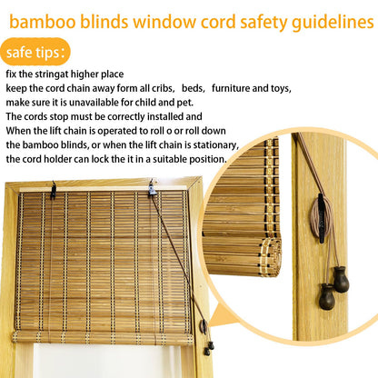 XiuXiu Bamboo Blinds Bamboo Shades Roman Bamboo Curtains Roller Shades for Interior Windows Roll Up Blinds Indoor Outdoor Patio A 40" W x 83" H