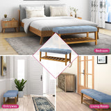 Acme Charla Wood and Fabric Bench in Blue and Oak Acme