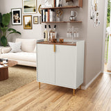 ARTPOWER Wine Bar Cabinet with Fluted Texture, Modern Coffee Cabinet with Wine Rack&Glass Holder, White Kitchen Buffet Sideboard, Freestanding Liquor Cabinet for Dining Room Living Room ARTPOWER