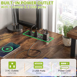 Besiost Small L Shaped Gaming Desk with Power Outlets, 48" Reversible L Shaped LED Computer Desk with Monitor Stand & Storage Shelf, Corner Gamer Desk Home Office Desk with Storage Bag, Rustic Brown Besiost