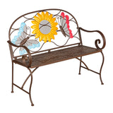 Evergreen Garden Sunflower Garden Bench Outdoors & Indoors | Cast Iron Metal Patio Bench | Outdoor Seating Furniture | Seats for Park, Porch, Deck, Yard Evergreen Garden