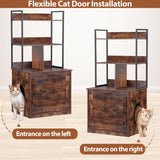 ZENY 2-in-1 Cat Litter Box Enclosure with Storage Shelves, Hidden Cat Litter Box Enclosure Furniture with Entrance (Rustic Brown) ZENY