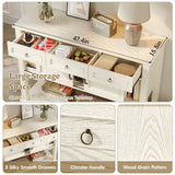 Vabches Entryway Table with 2 Sliding Barn Doors, 47" Farmhouse Console Table with Storage and 3 Drawers, Wood Rustic Sofa Table for for Living Room, Entryway, Hallway, White Grey Oak Vabches