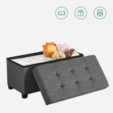 SONGMICS Storage Ottoman Bench, Foldable Foot Rest with Legs, 15 x 30 x 15.7 Inches, End of Bed Bench, Storage Chest, Load up to 660 lb, for Living Room, Bedroom, Entryway, Dark Gray ULSF16GYZ SONGMICS