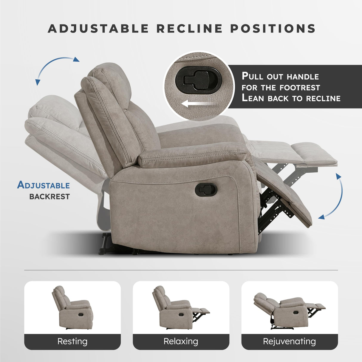 Lexicon Manual Double Reclining Loveseat, Polished Microfiber Manual Wall Hugger Loveseat Recliner for Living Room, Center Storage Console/Cup Holders, Easy Assembly, Dove Lexicon