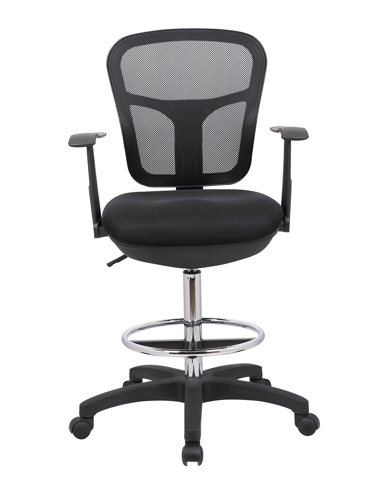 OfficeFactor Drafting Chair Tall Office Chair with Arms Executive Ergonomic Standing Desk Chair with Anti Scratch Wheels and Footrest OFFICE FACTOR