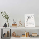 Team Definition Farmhouse Wood Sign with Stand for Women's and Men's Desk - Inspirational and Positive Office Decor with Rustic Charm and Encouragement for Home or Office Shelf NODROY