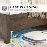 AMERLIFE Farmhouse King Size Bed Frame with 49" Fluted Headboard, Wood Platform Bed with Natural Grain, No Box Spring Needed/Noise Free, Gray AMERLIFE