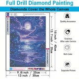 5D Purple Moonlight Beach Diamond Art Kits for Adults,Full Round Drill Diamond Painting Kits for Beginners Full Moon Seaside ,DIY Gem Art and Crafts Paint by Diamonds Crystal,Home Wall Decor 12X16Inch SJDIYSTORE