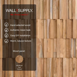 Wall!Supply 3D Wall Panels – Reclaimed Vertical Asian Teak Wood – Home Decor Wallpaper Alternative for Living Room, Bedroom & Office – Easy DIY Installation – 16 Pack, Covers 11.15 Sq Ft Wall!Supply