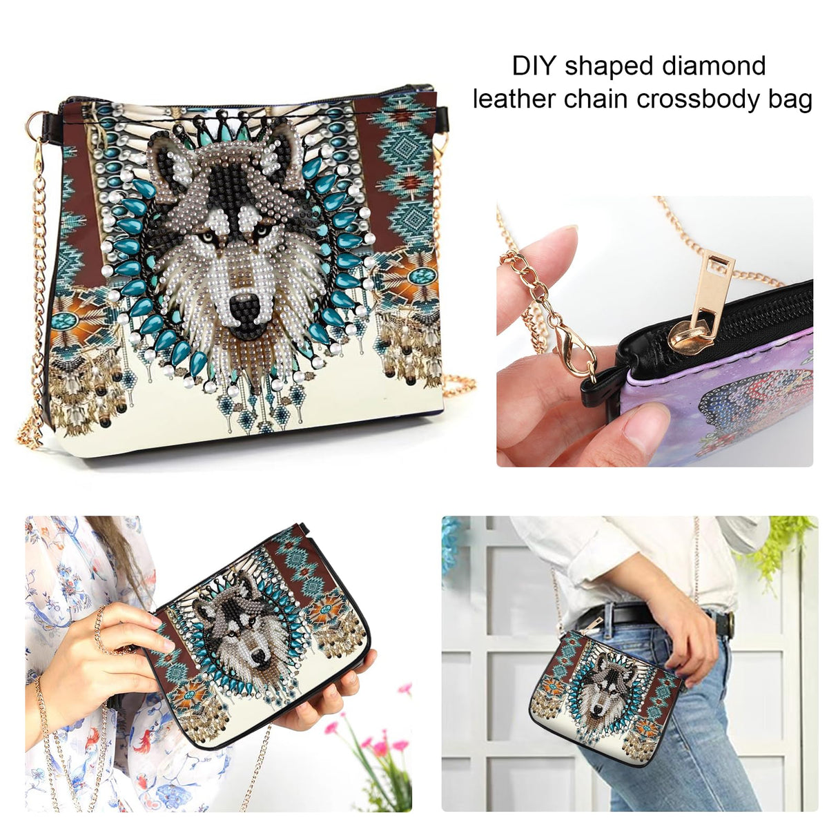 5D DIY Diamond Art Painting Crossbody Bag Chain, Bully Dog Diamond Art Set, Used to Store Cosmetics Keys and Other Small Items, can be Used as a Gift to Friends Tontut