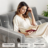 Pipishell 3 in 1 Convertible Sleeper Sofa Bed,Pull Out Couch for Living Room with USB Ports & Side Pockets,Adjustable Backrest,Velvet,Loveseat Sofa Bed,Futon Couches Pipishell