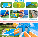 TOAOB Inflatable Water Slide,5 in 1 Dolphin Inflatable Bounce House for Kids- Climbing Wall Splash Pool Water Cannon Basketball Rim - 480W Blower - for Indoor Outdoor Backyard Birthday Party TOAOB